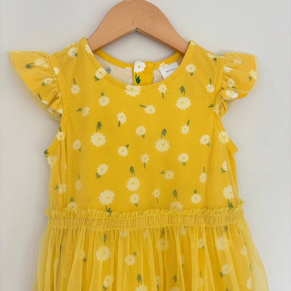 Hanna Andersson Yellow Floral Tulle Dress 5 - Picture 2 of 8